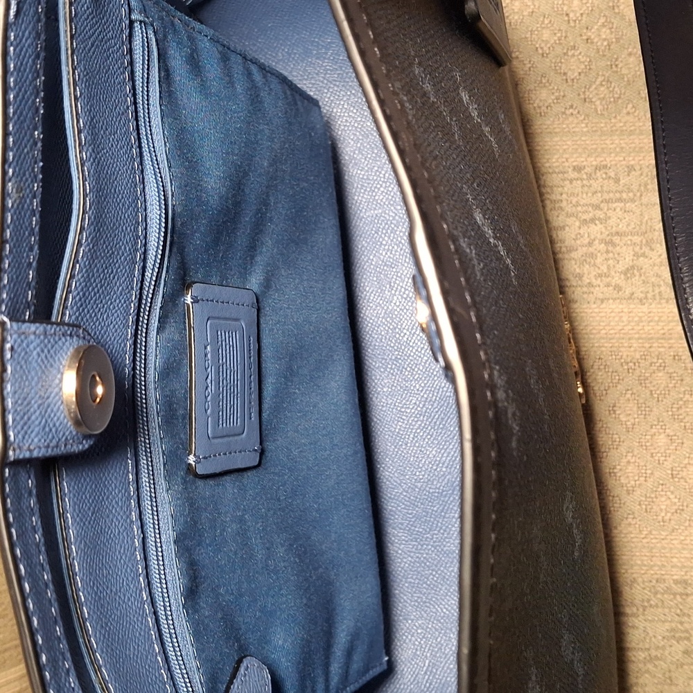Coach Navy Blue Monogram Tote - Picture 13 of 16